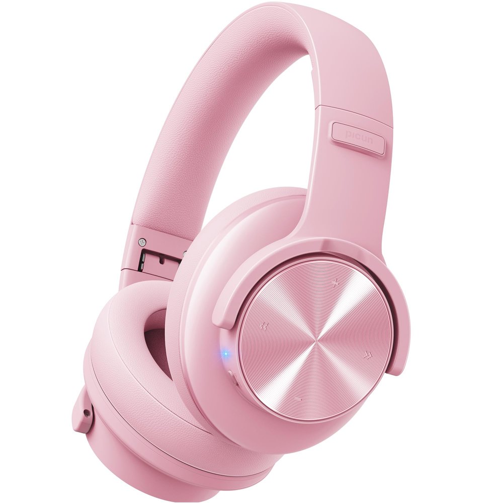 Picun B8 Headphones Wireless Bluetooth, 120H Bluetooth Headphone Over Ear with 3EQ Music Modes, Hands-Free Calls, Deep Bass Headphones for Travel Home Office Cellphone PC (Pink)