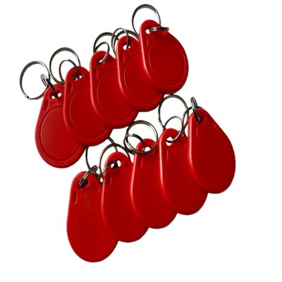 M1 Card RFID Fob 13.56mhz ISO14443A Key for Hotel Door Entry Access Control... (Red 10pcs)