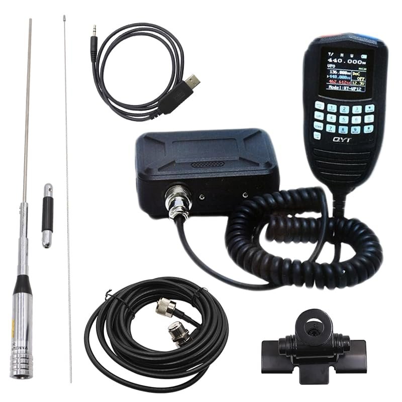 KT-9900 Radio Mini Walkie Talkie Mobile Car Radio Handheld Microphone 25W High Power Tranceiver 200CH Long Range with 770R Antenna, Cable, Clip and Programming Cable