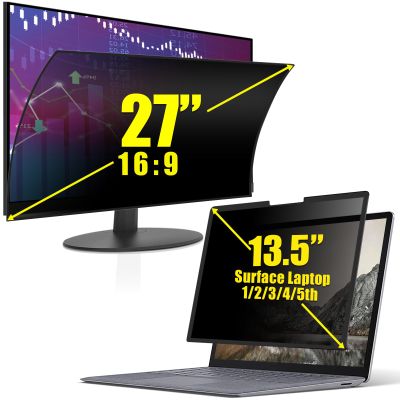FILMEXT [2023 Upgrade 27 inch Removable Computer Privacy Screen Filter for 16:9 Frameless Monitor, Microsoft Surface Laptop 1/2/3/4/5 th Gen 13.5 inch Removable Privacy Screen Protector Filter,