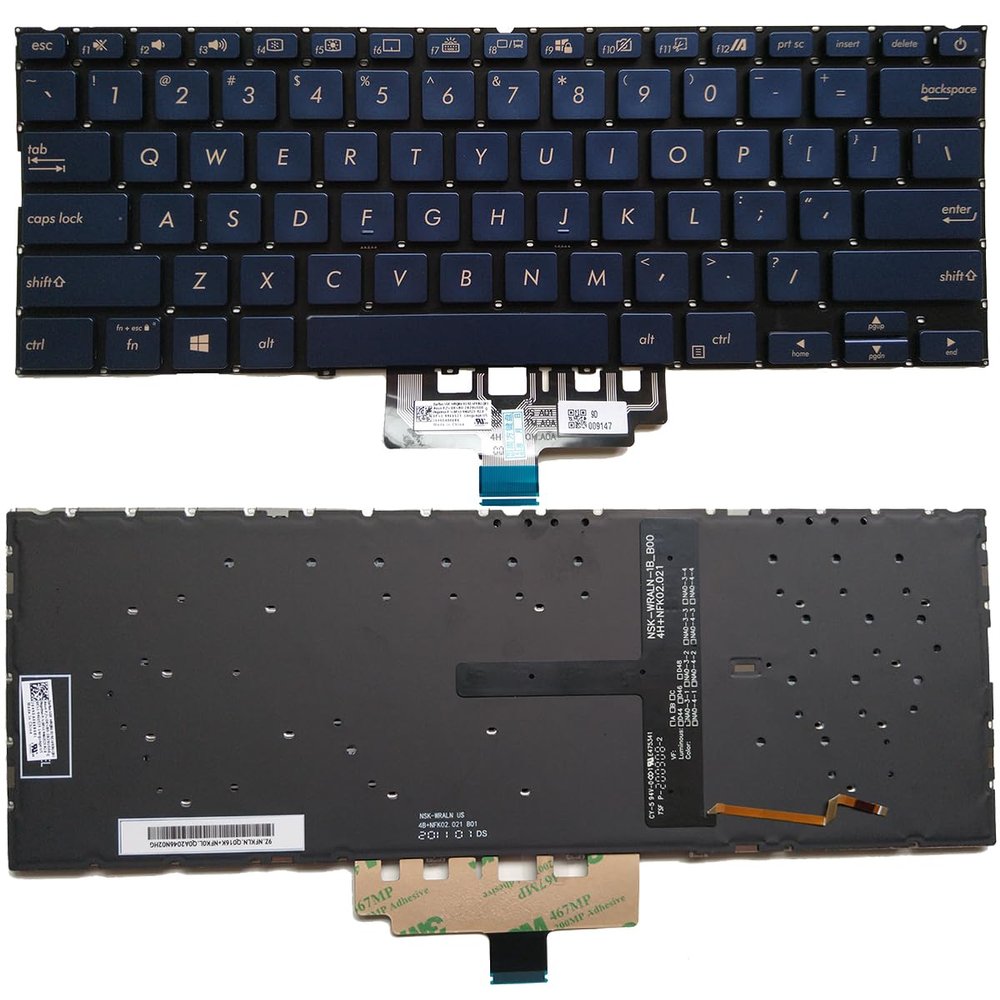 XINDIKBHUB US Backlit Laptop Replacement Keyboard for Asus ZenBook 14 UX434 UX434F UX434FA UX434FL UX434FLC Blue