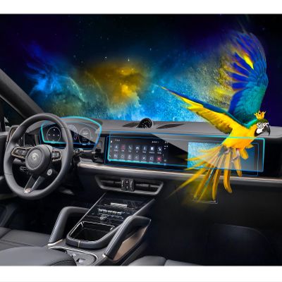2025 Por*sche Cayenne Tempered Glass Screen Protector is One Single Piece for 2024 2025 Por*sche Cayenne Accessories Coupe 12.3Inch Dashborad & 10.9Inch Navigation 2025 Cayenne Touchscreen Protection Film 2pcs