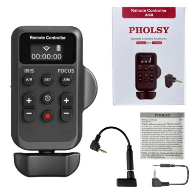 PHOLSY Wireless Camcorder Remote Control with Zoom, Iris, Focus, Video Recording, Compatible with Canon and Sony Camcorders