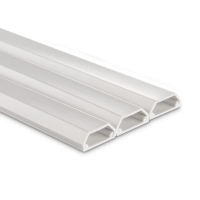 Hama Self-Adhesive Cable Tidy Set of 3 (Square, 1 m, Cable Management for 2 Cables, Paintable, Flat, PVC, for Wall, Ceiling or Floor, Cable Management) White