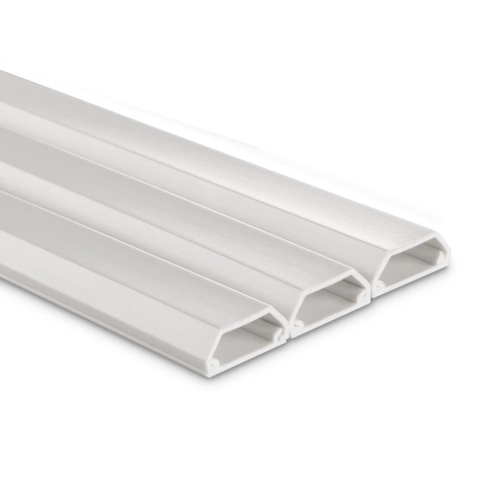 Hama Self-Adhesive Cable Tidy Set of 3 (Square, 1 m, Cable Management for 2 Cables, Paintable, Flat, PVC, for Wall, Ceiling or Floor, Cable Management) White