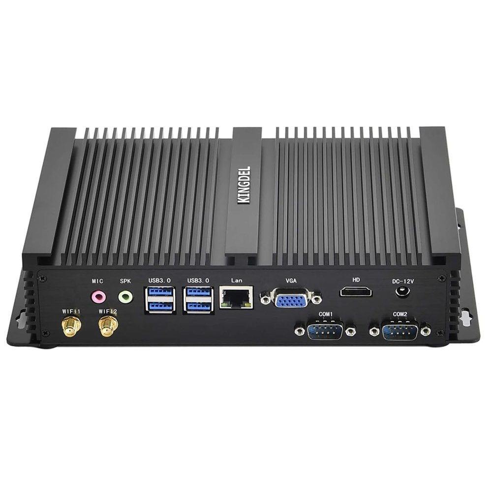 KINGDEL Fanless Mini PC, 4 Cores i5-8250U 8th Gen. CPU, 32GB DDR4 RAM 1TB SSD, 4K (4096x2304), 2xCOM RS232, 4xUSB 3.0, HD VGA for Business/Office/Home Use