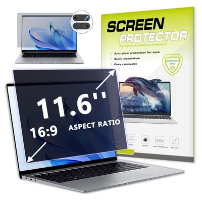11.6 Inch Laptop Privacy Screen Protector for 16:9 Aspect laptop11.6" Anti Glare Blue Light Filter Security Shield Compatible with Lenovo Hp Dell Acer Asus Thinkpad Envy Xps with Camera Cover