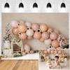 Pink Gold Balloon Girl First Birthday Party Backdrops Balloon Floral Pumpkin Baby Shower Banner Cake Smash Decoration Backdrop Studio Props Vinyl (8x6ft) view 2