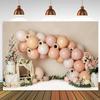 Pink Gold Balloon Girl First Birthday Party Backdrops Balloon Floral Pumpkin Baby Shower Banner Cake Smash Decoration Backdrop Studio Props Vinyl (8x6ft) view 3