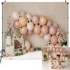 Pink Gold Balloon Girl First Birthday Party Backdrops Balloon Floral Pumpkin Baby Shower Banner Cake Smash Decoration Backdrop Studio Props Vinyl (8x6ft) view 4