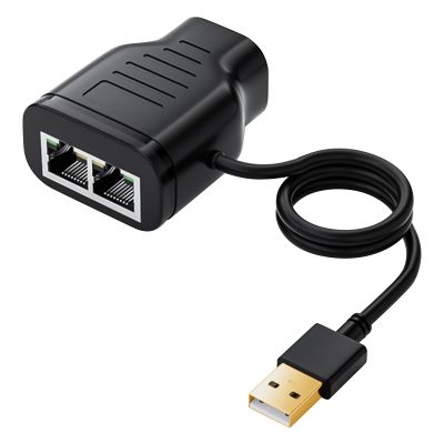Duttek Ethernet Splitter Adapter 100 Mbps, LAN RJ45 Coupler 1 to 2 Internet Extender Adapter with USB Power Cable for Cat5/6/7 Cable Share Two Devices of The Internet at The Same Time