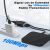 Duttek Ethernet Splitter Adapter 100 Mbps, LAN RJ45 Coupler 1 to 2 Internet Extender Adapter with USB Power Cable for Cat5/6/7 Cable Share Two Devices of The Internet at The Same Time view 2