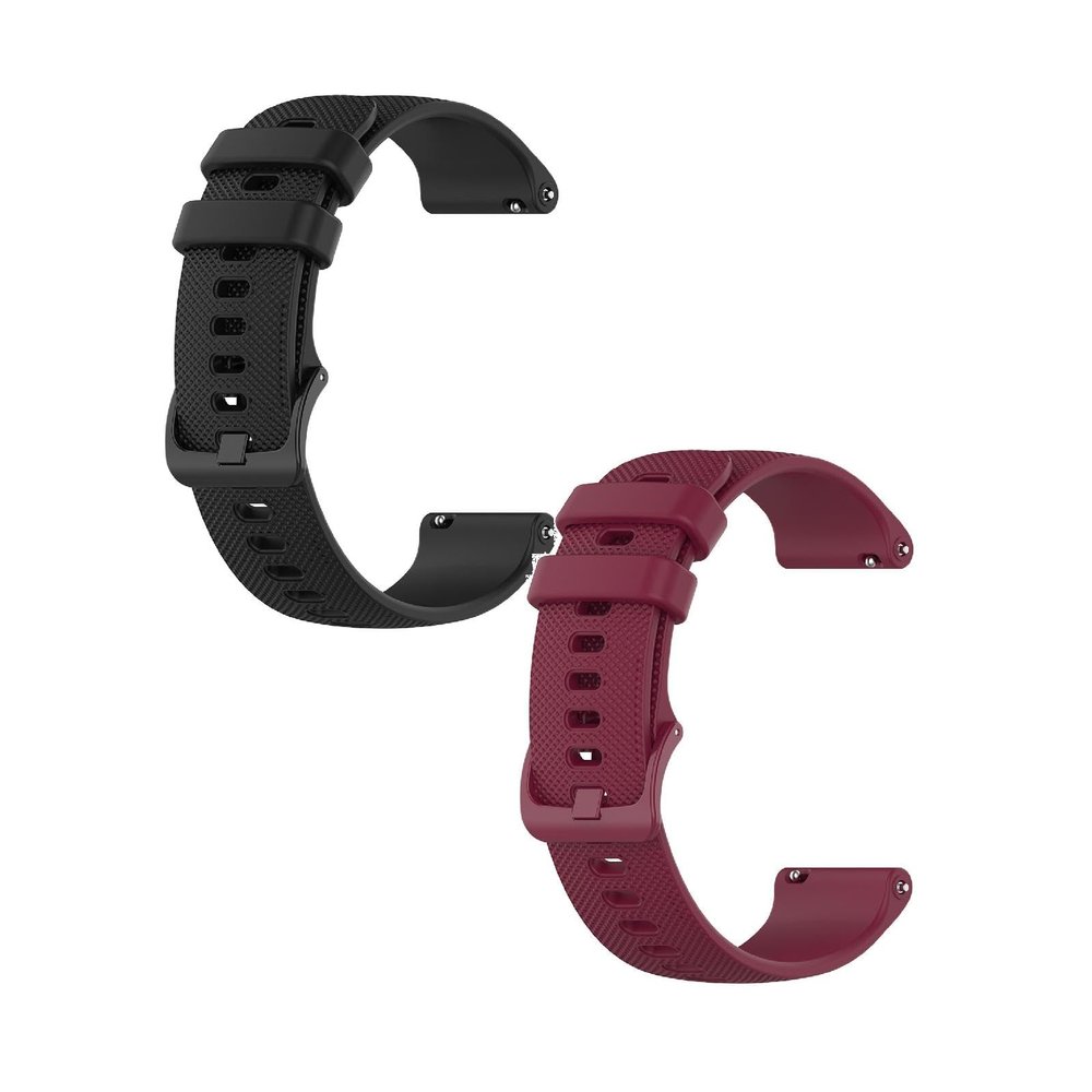 18mm Strap Compatible with Garmin Forerunner 265S Straps, 2 Pack Soft Silicone Band Sport Replacement Watchbands for Garmin Forerunner 265S, Men Women (Black/Wine)