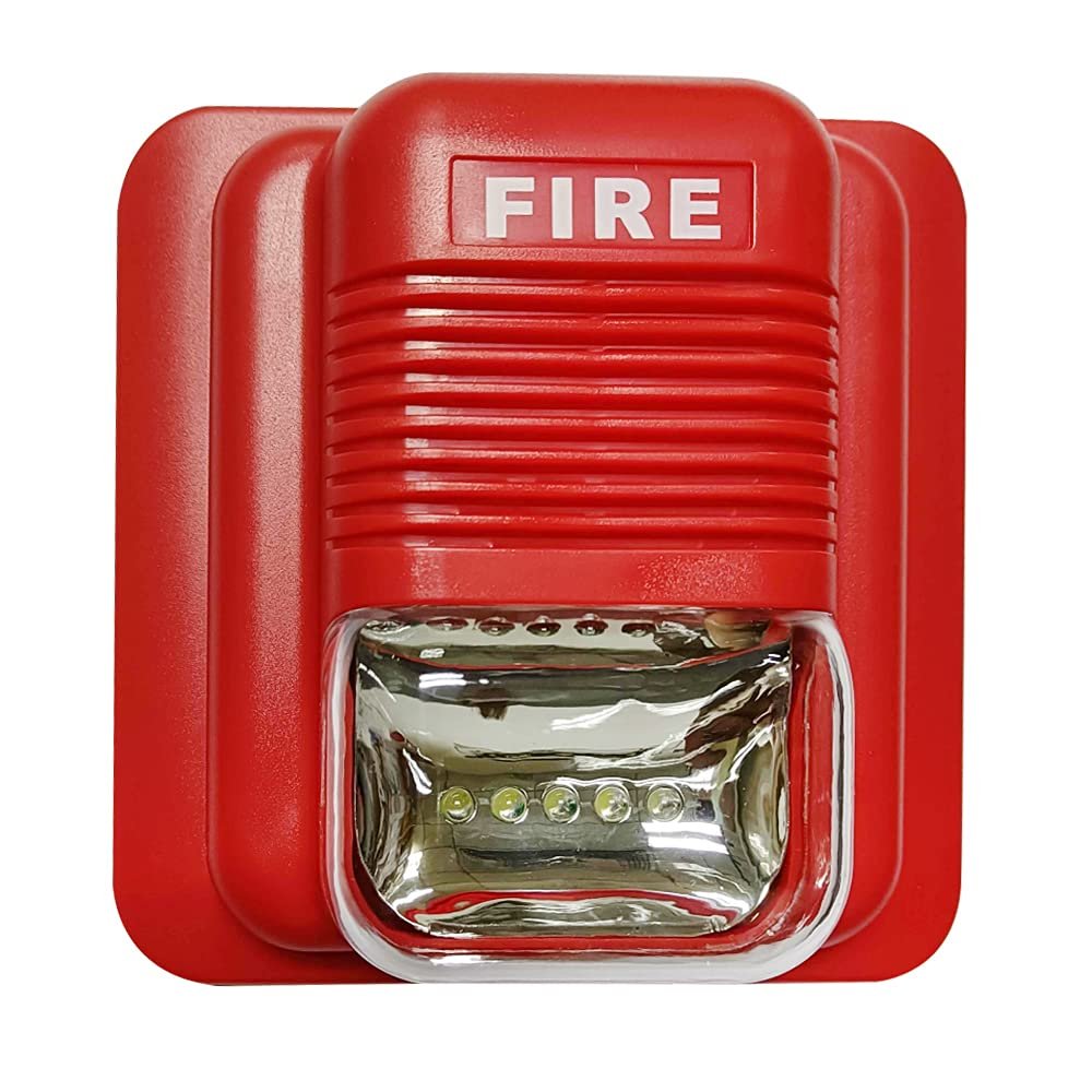 SIMBAE Fire Alarm Siren Fire Alarm Warning Strobe Siren Horn Sound & Strobe Alert System for Home Office Hotel Restaurant