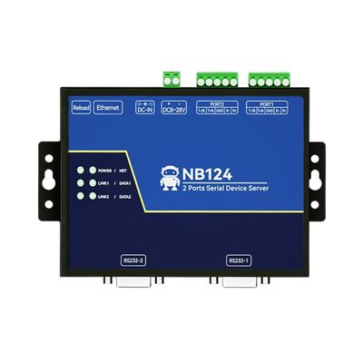 2-Channel Serial Server Edge Computing Gateway RS232 RS422 RS485 RJ45 Modbus Gateway NB124ES POE Receiving Power TCP/UDP/MQTT DC 8-28V