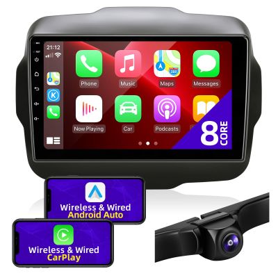 CGOGC Android Car Radio Upgrade for Jeep Renegade 2015-2020 Compatible with Wireless Carplay Android Auto 8core 1280X720 Touch Screen Stereo Bluetooth FM/AM GPS Navigation Multimedia Player Head Unit