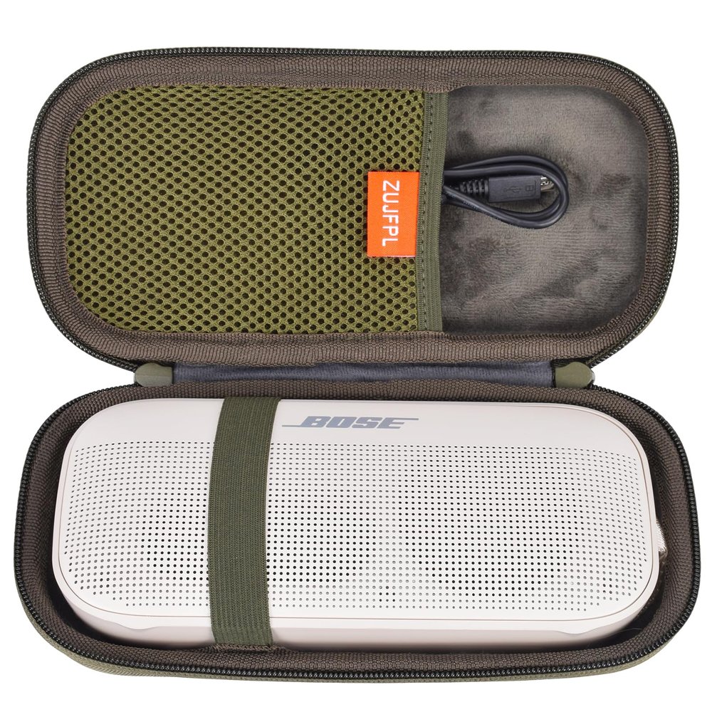 ZUJFPL Hard EVA Case Compatible with Bose SoundLink Flex 2nd Gen/Bose SoundLink Flex Bluetooth Speaker, Waterproof, Shockproof and Dustproof Carrying Travel Speaker Case - Cypress Green
