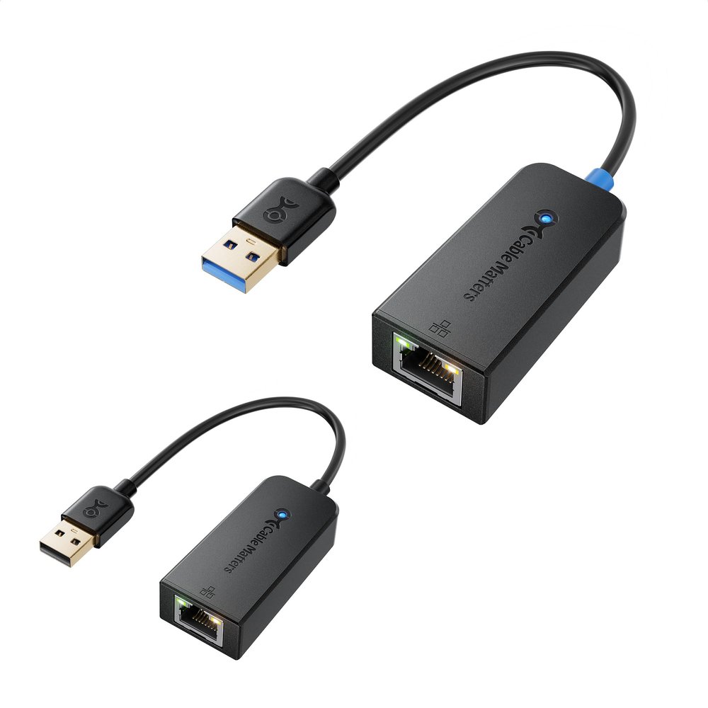 Cable Matters USB to Ethernet Adapter Supporting 10/100 Mbps Ethernet Network in Black & Plug & Play USB to Ethernet Adapter with PXE, MAC Address Clone Support (USB 3.0 to Gigabit Ethernet) Supportin