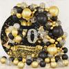 DORCEV Polyester Happy 80th Birthday Round Backdrop Cover 5x5ft Diamond 80 Birthday Background for Photography Gold Crown Men Women Grandparents Black Gold Birthday Dinner Party Backdrop Decor view 3