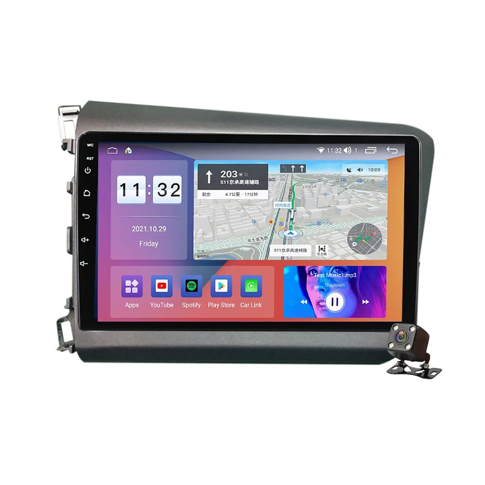 Android 12 Autoradio Car Stereo WiFi USB Bluetooth GPS Navigation Head Unit for Civic 2012-2015 Support FM RDS Carplay DAB+ DSP Car Entertainment System