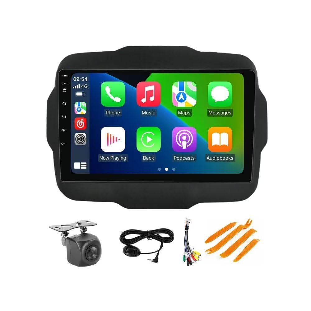 4+32GB 8 Core 9" IPS Touch Screen Android Car Radio for Jeep Renegade 2014 2015 2016 2017 2018 Android 13 Upgrade Radio Stereo Dash Kit Built-in Car-Play Android Auto GPS Navi