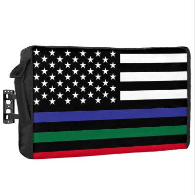 American Flag Outdoor TV Cover 36-39 Inch Weatherproof, Oxford Heavy Duty Waterproof Outside Flat Screen TV Cover Protector for Television Outdoor Accessories Blue Green Red Line USA Flag