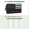 American Flag Outdoor TV Cover 36-39 Inch Weatherproof, Oxford Heavy Duty Waterproof Outside Flat Screen TV Cover Protector for Television Outdoor Accessories Blue Green Red Line USA Flag view 2