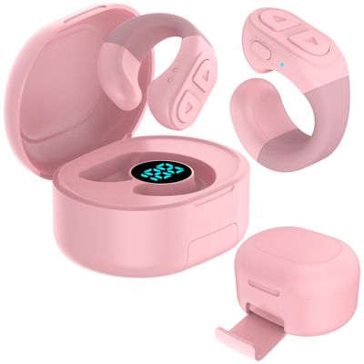 TikTok Scrolling Ring Remote, Bluetooth Page Turner for iPhone/Android/iPad, HandsFree Scroll/Like/Next/Volume Control, Rechargeable USBC, Includes Phone Stand