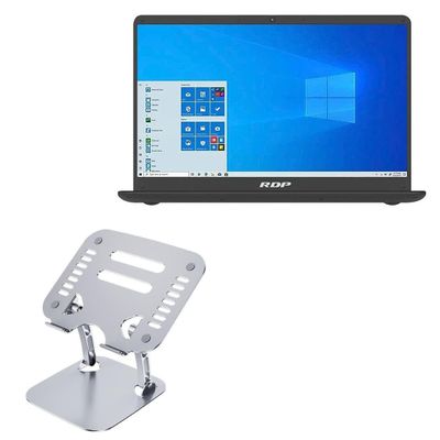 BoxWave Stand and Mount Compatible with RDP GeM Thinbook (12.5 in) - Executive VersaView Laptop Stand, Ergonomic Adjustable Viewing Angle Metallic Riser - Metallic Silver