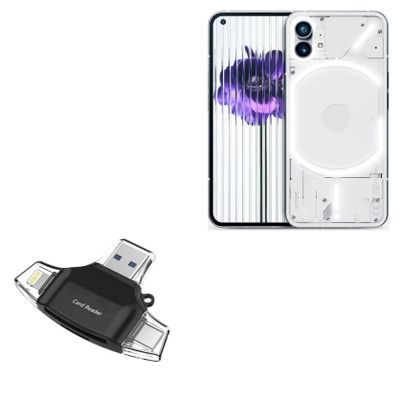 BoxWave Smart Gadget Compatible with Nothing Phone 1 - AllReader SD Card Reader, microSD Card Reader SD Compact USB - Jet Black