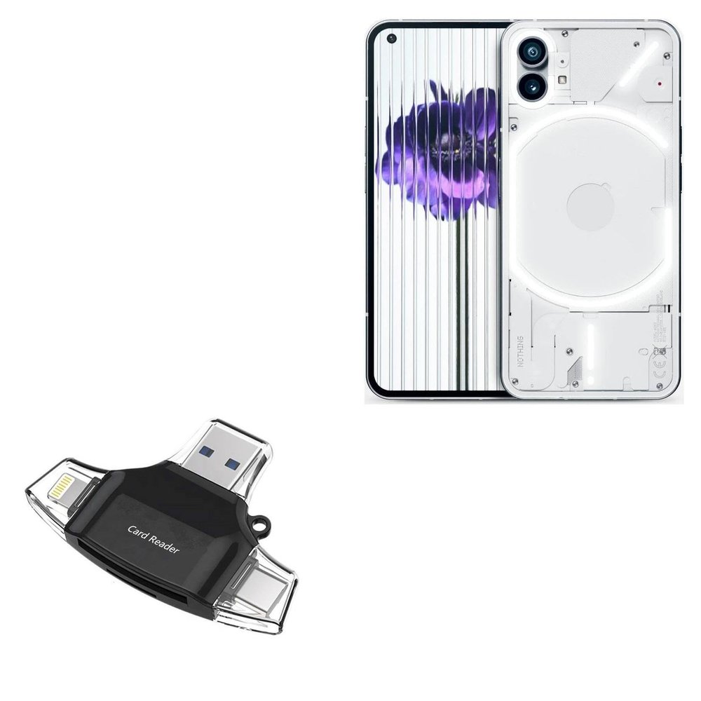 BoxWave Smart Gadget Compatible with Nothing Phone 1 - AllReader SD Card Reader, microSD Card Reader SD Compact USB - Jet Black