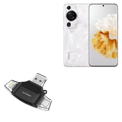 BoxWave Smart Gadget Compatible with Huawei P60 Pro - AllReader SD Card Reader, microSD Card Reader SD Compact USB - Jet Black