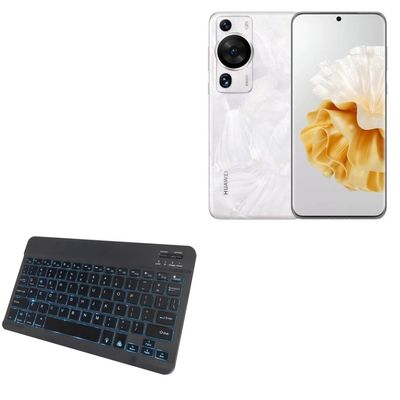 BoxWave Keyboard Compatible with Huawei P60 Pro - SlimKeys Bluetooth Keyboard - with Backlight, Portable Slim LED 7 Colors - Jet Black