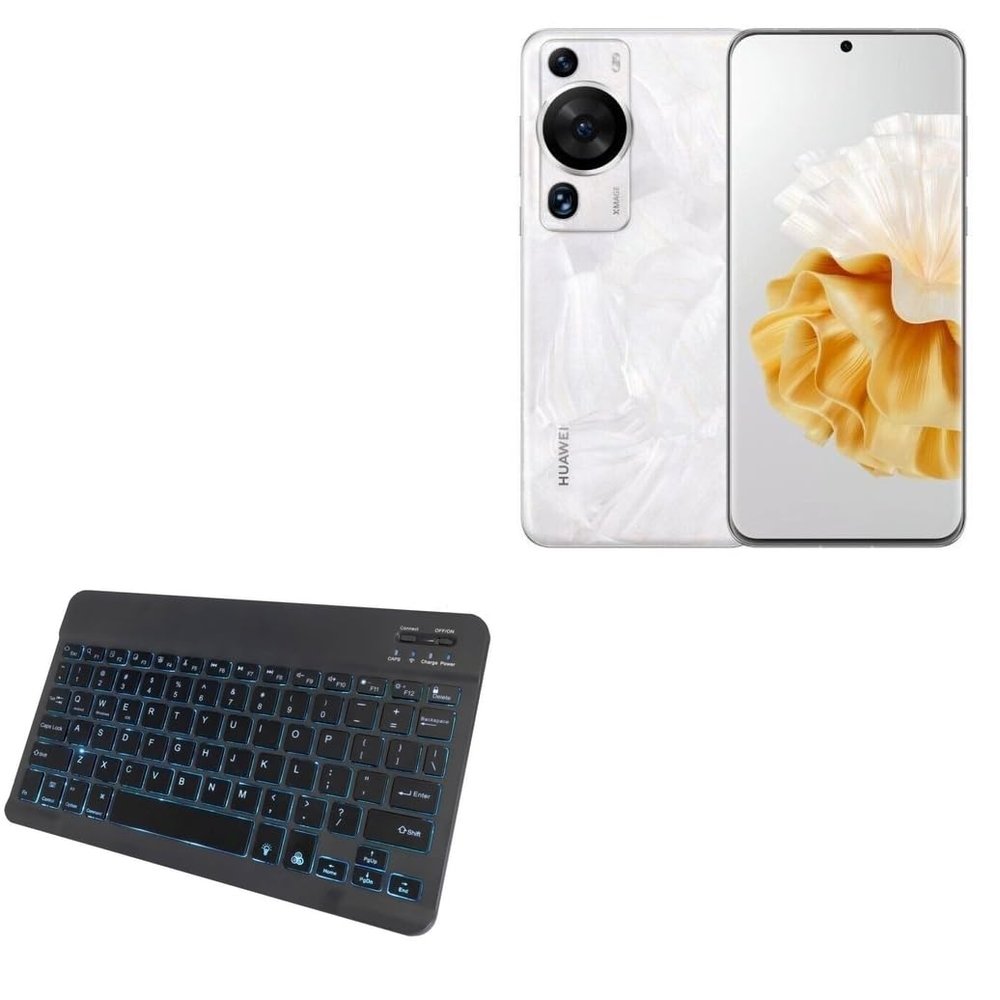 BoxWave Keyboard Compatible with Huawei P60 Pro - SlimKeys Bluetooth Keyboard - with Backlight, Portable Slim LED 7 Colors - Jet Black