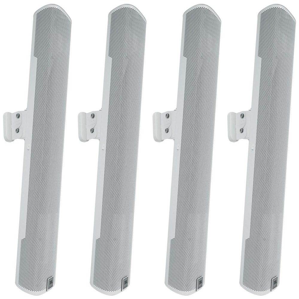Audiosavings Bundle: (4) JBI COL600-WH 24" White 70V Commercial Slim Column Wall Mount Array Speaker