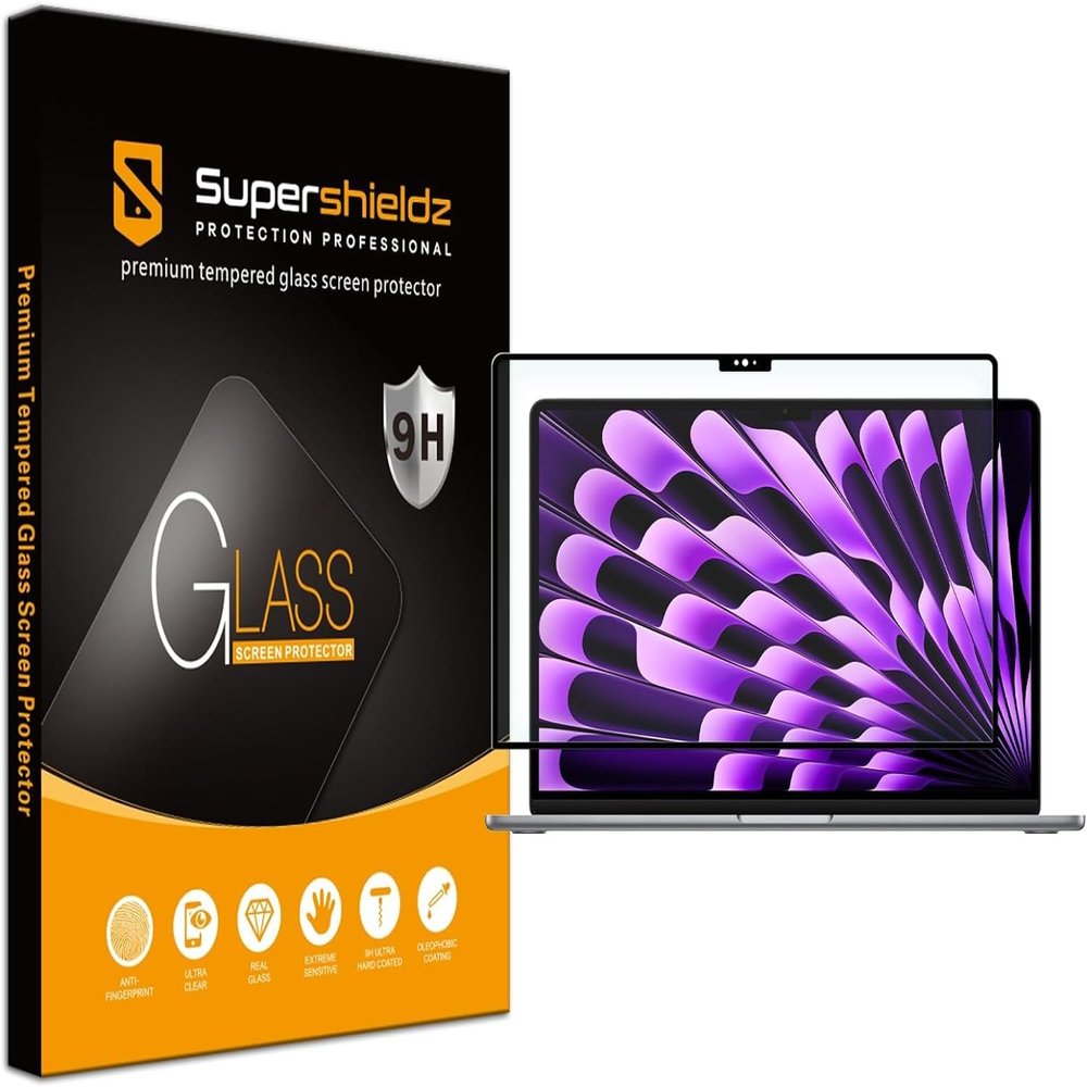 Supershieldz Designed for MacBook Air 15 inch (M4/M3/M2 Chip, 2023-2025) Tempered Glass Screen Protector, 0.33mm Anti Scratch, Bubble Free