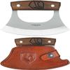 Condor Tool & Knife Ulu Knife - 1075 High Carbon Steel Blade Salad Chopper Tool with Walnut Handle and Handcrafted Leather Sheath - Ideal for Kitchen, Camping, and Survival Tasks view 1