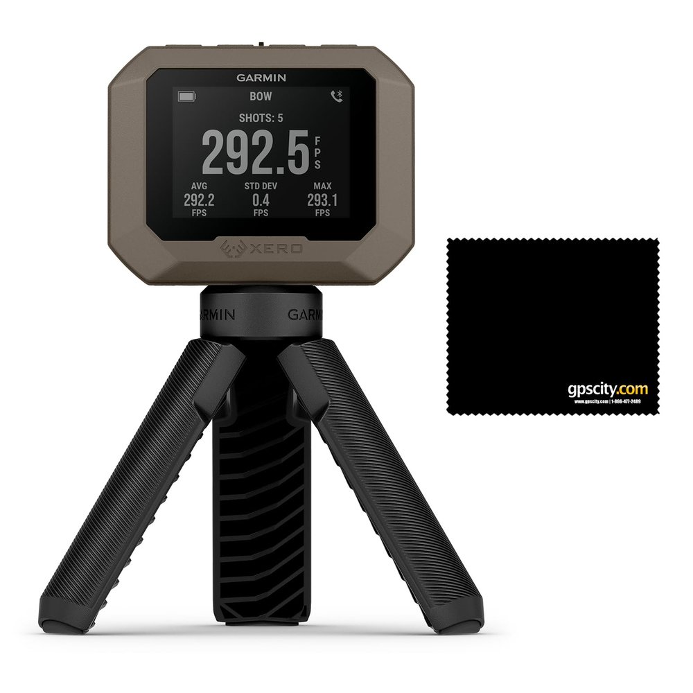 Garmin Xero C1 Pro Compact Chronograph, Simple Set Up Bundle with GPS City Microfiber Cleaning Cloth (010-02618-10)