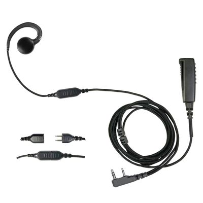PRYME SNAP Series SNP-2W-01-Kit3  2-Wire Lapel Microphone with Braided Fiber Cable and G-Hook (Swivel) Earphone, Compatible with Kenwood 2-Pin Radios
