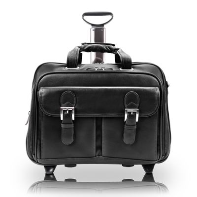 15" Leather Checkpoint-Friendly Patented Detachable -Wheeled Laptop Briefcase