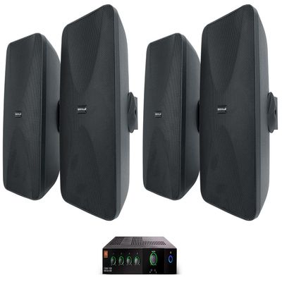 Audiosavings Bundle: (1) JBI CSMA1120 120w Commercial 70v Amplifier Mixer 4 Restaurant/Bar/Cafe Bundle with (2) 2 Rockville WET-6525B 6.5" 70V Indoor/Outdoor Wall Speakers in Black (3 Items)