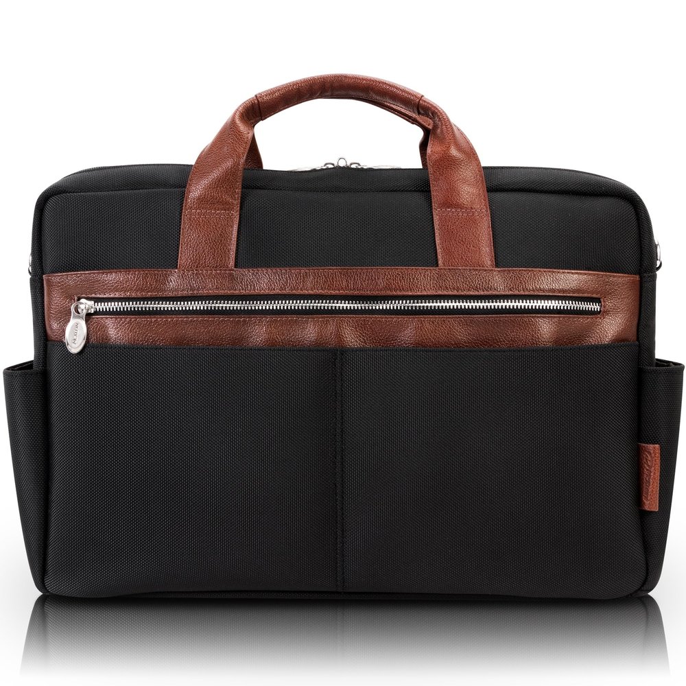 17" Nylon, Two-Tone, Dual-Compartment, Laptop & Tablet Briefcase
