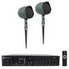 Audiosavings Bundle: Pair JBI GSF3-GN 3" Landscape Ground Stake or Wall Mount 70v Commercial Speaker Bundle with Rockville RCS80-1 60 Watt 70v Restaurant Amplifier/Bluetooth Receiver (2 Items) view 1