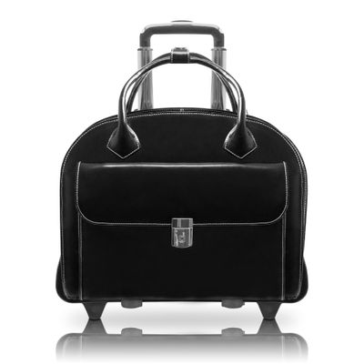 15" Leather Patented Detachable -Wheeled Ladies' Laptop Briefcase