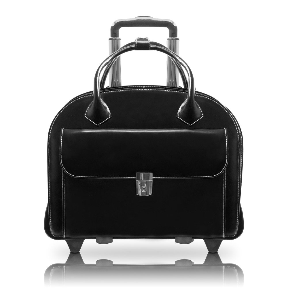 15" Leather Patented Detachable -Wheeled Ladies' Laptop Briefcase