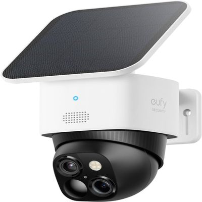 eufy Security SoloCam S340, Solar Security Camera, Wireless Outdoor Camera, 360 Degree Pan & Tilt Surveillance, No Blind Spots, 2.4 GHz Wi-Fi, No Monthly Fee, HomeBase S380 Compatible (Renewed)