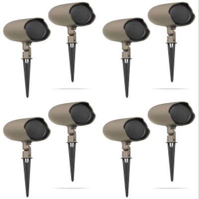 Audiosavings Bundle: (4) Pair JBI GSF3-TN 3" Landscape Ground Stake or Wall Mount 70v Commercial Speaker