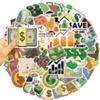 Cute Money Vinyl Stickers - 50PCS Waterproof Dollar Symbols for Water Bottle, Laptop, Scrapbook, Party Supplies view 2