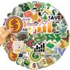 Cute Money Vinyl Stickers - 50PCS Waterproof Dollar Symbols for Water Bottle, Laptop, Scrapbook, Party Supplies view 3