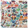 World Travel Stickers - 65Pcs Waterproof Vinyl Pack for Water Bottle, Laptop, Bicycle, Suitcase, Scrapbook, Journal, Cars, Famous City Scenery Decals view 1